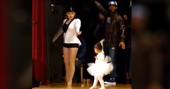 Dad Dances Along With Daughter At Recital