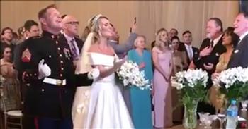 Marine And Bride Worship The Lord During Wedding