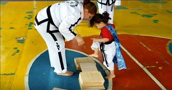 3-Year-Old Karate Cutie Cannot Break Board