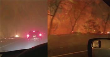 Terrified Man and Cat Drive Through California Wildfires