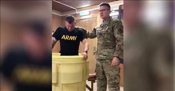 Army Chaplain Baptizes Soldier Overseas In Iraq