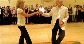 Senior Couple On Dance Floor Pull Off Flawless Routine