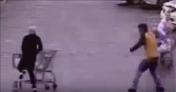 Quick-Thinking Customer Uses Cart To Stop Shoplifter