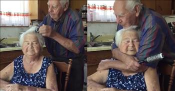 Husband Brushes His Wife’s Hair In Sweet Moment Captured By Grandchild