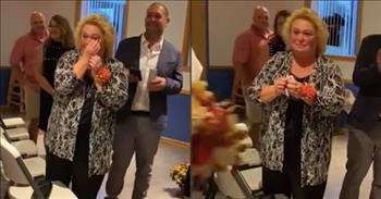 Mother Of The Bride Cries Seeing Daughter Walk Down The Aisle