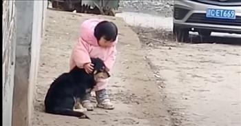 Sweetest Little Girl Instinctively Protects Dog’s Ears from Loud Fireworks