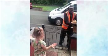 8-Year-Old Girl Learns Sign Language And Forms Special Bond With Deaf Delivery Driver