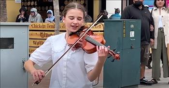 13-Year-Old Street Violinist Draws A Crowd With ‘Rolling In The Deep’ Cover