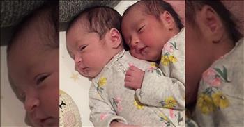 19-Day-Old Twins Cuddle With Each Other