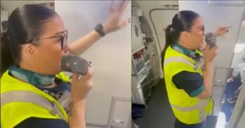 Flight Attendant Overcome With Emotion While Thanking Favorite Teacher Over The Intercom