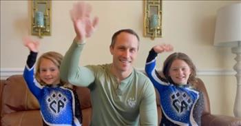 Dad Goes Viral Helping Daughters With Cheer Routine