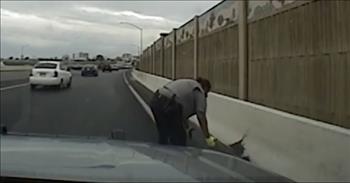 State Trooper Spots Tiny Kitten Cowering Beside A Busy Vegas Highway And Races To Save It