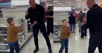 Dwayne Johnson Adorable Rock, Paper, Scissors Moment With Child In Target